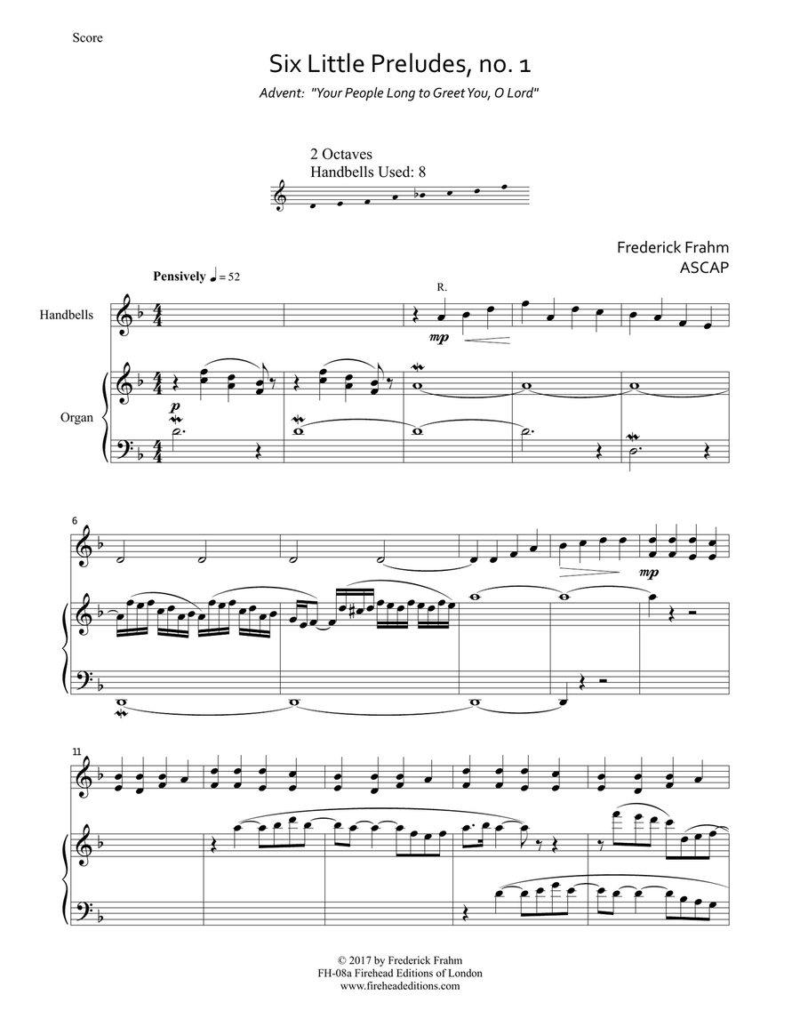 Six Little Preludes for Organ and Bells 1. Advent Handbell Choir scores gallery preview page 1