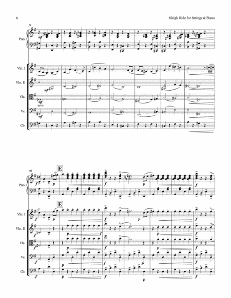 Sleigh Ride - String Quartet/Quintet & Piano - Score Only image number null