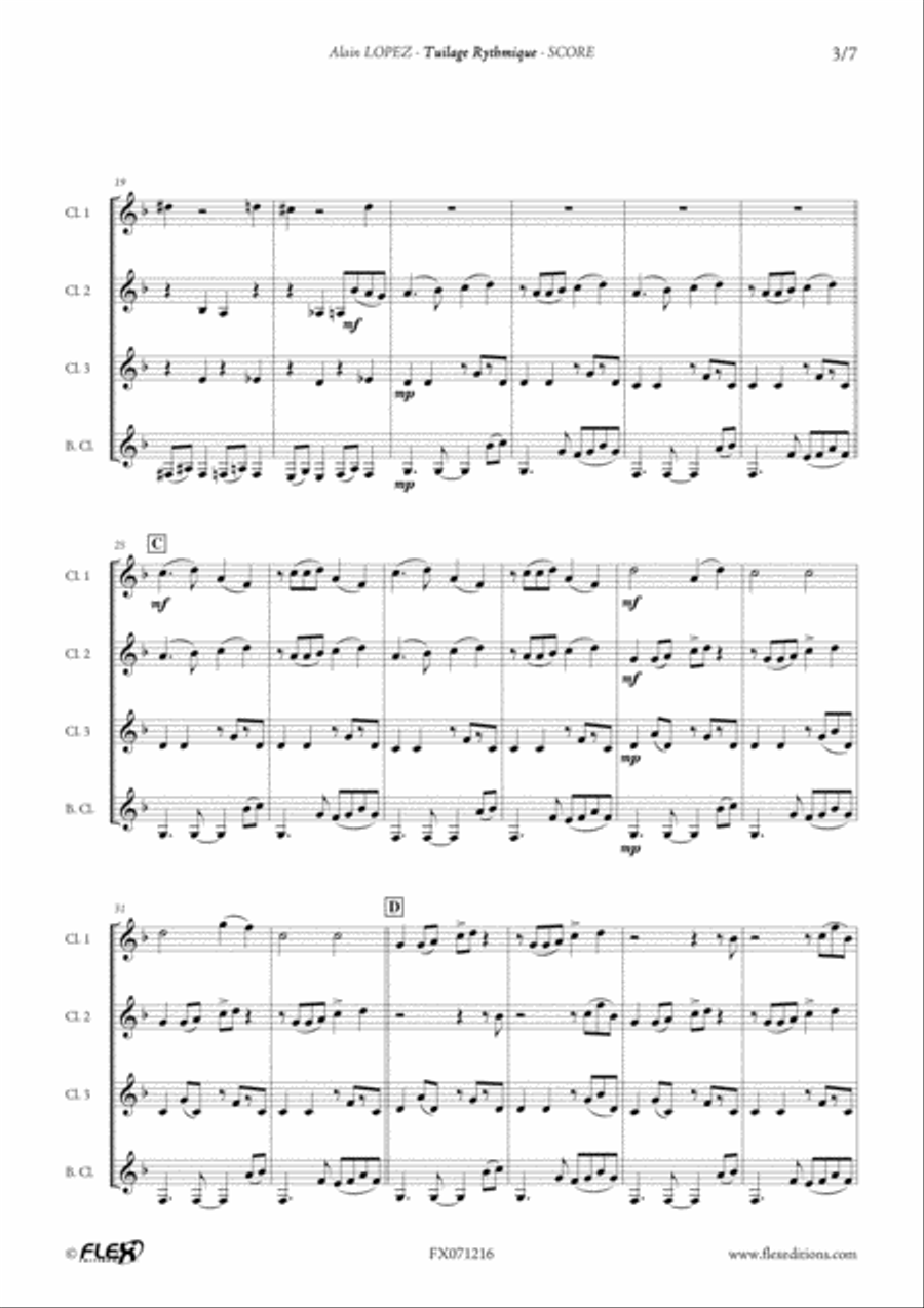 Tuilage Rythmique Tuilage Rythmique Clarinet Quartet scores gallery preview page 3
