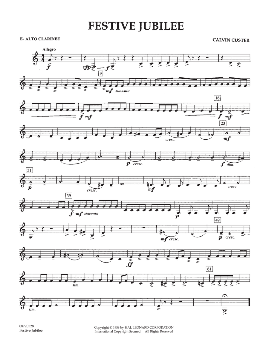 Festive Jubilee - Eb Alto Clarinet Concert Band scores gallery preview page 1
