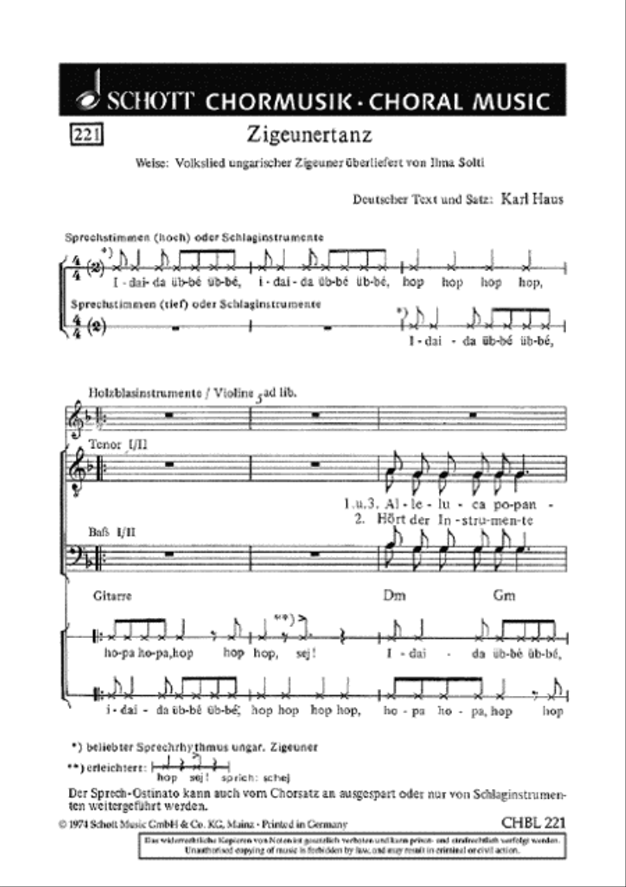Zigeunertanz TTBB scores gallery preview page 1