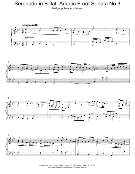 Serenade in B flat: Adagio From Sonata No.3