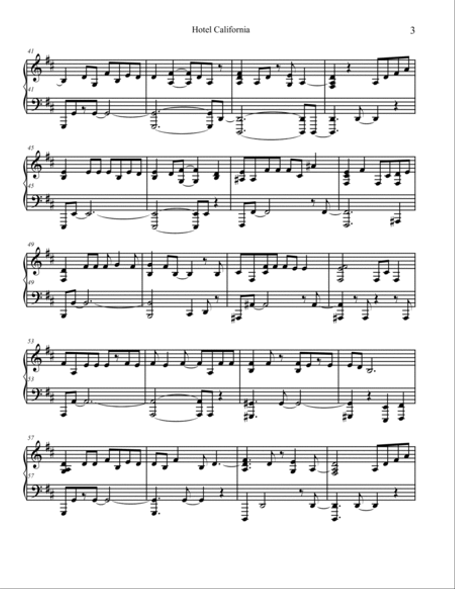 Hotel California Piano Solo scores gallery preview page 3
