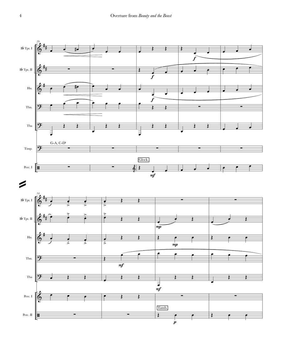 Beauty And The Beast Overture Brass Quintet scores gallery preview page 5