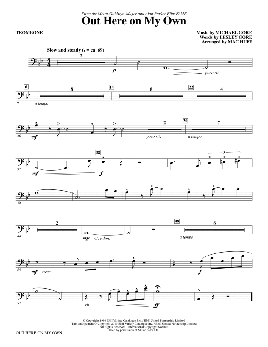 Out Here on My Own (from Fame) (arr. Mac Huff) - Trombone Choir scores gallery preview page 1