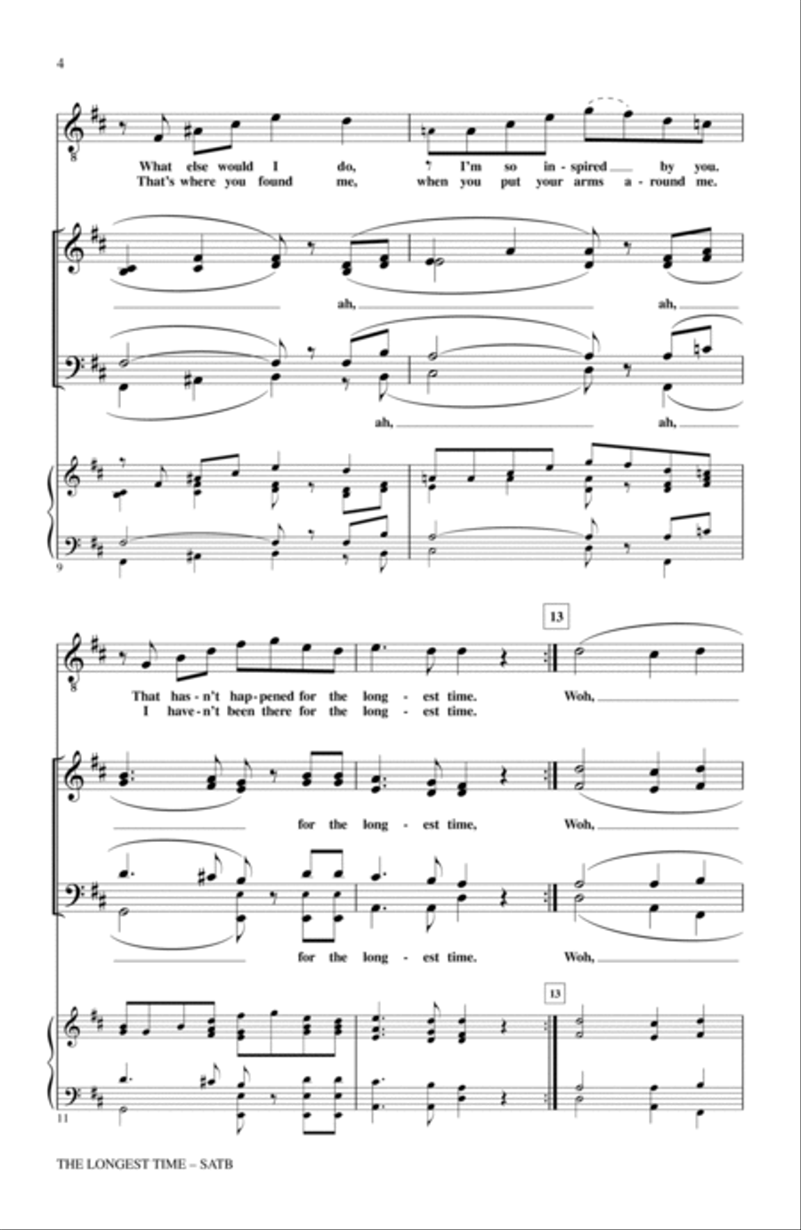 The Longest Time 4-Part scores gallery preview page 3