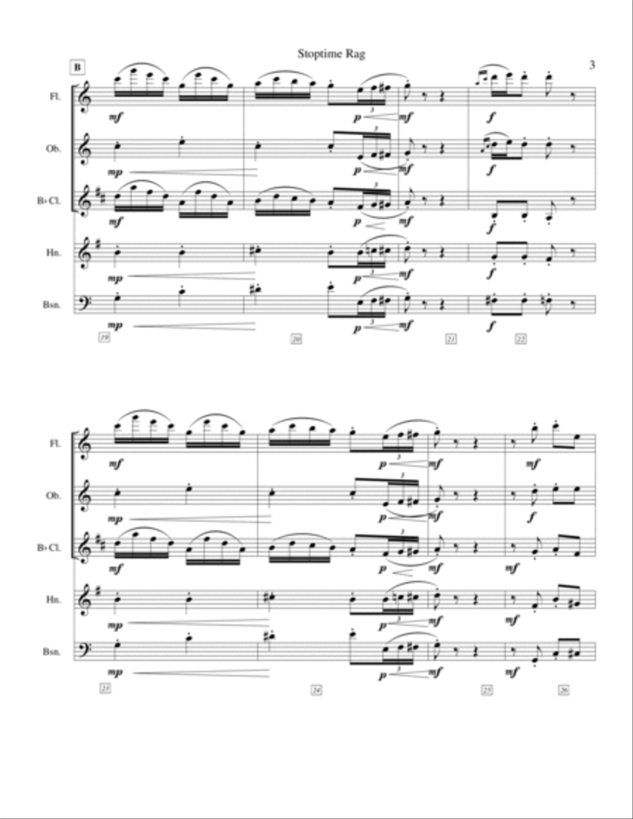 Stoptime Rag Woodwind Quintet scores gallery preview page 3