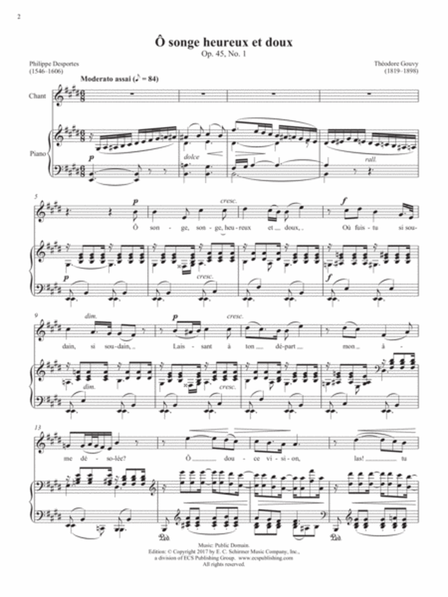 Op. 45, No. 1: Ô songe heureux et doux from Songs of Gouvy, V2 (Downloadable)