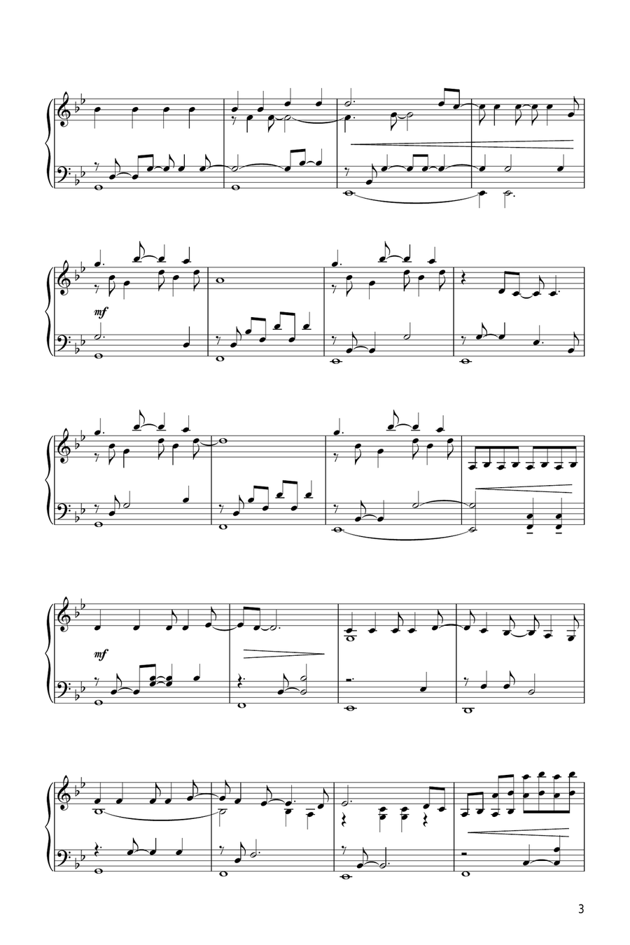 Together We Will Live Forever (from The Fountain) Piano Solo scores gallery preview page 3