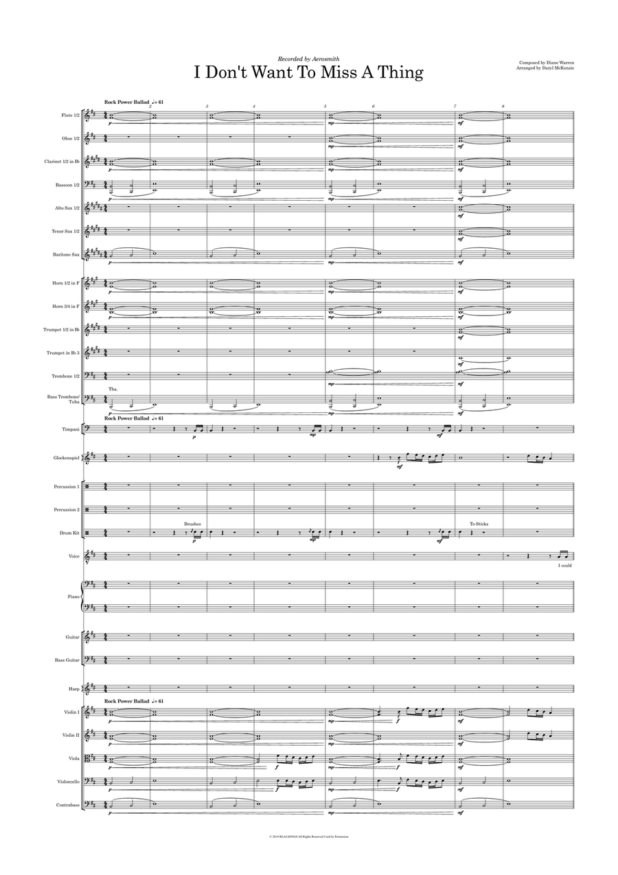 I Don't Want To Miss A Thing Full Orchestra scores gallery preview page 1