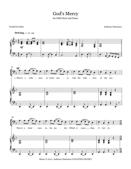 GOD'S MERCY [SAB choir, piano] image number null
