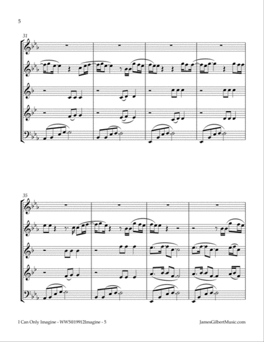 I Can Only Imagine Woodwind Quintet scores gallery preview page 6