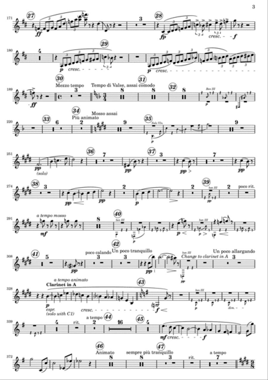 Suite from the Opera - Der Rosenkavalier - Bass Clarinet B-Flat Clarinet scores gallery preview page 4