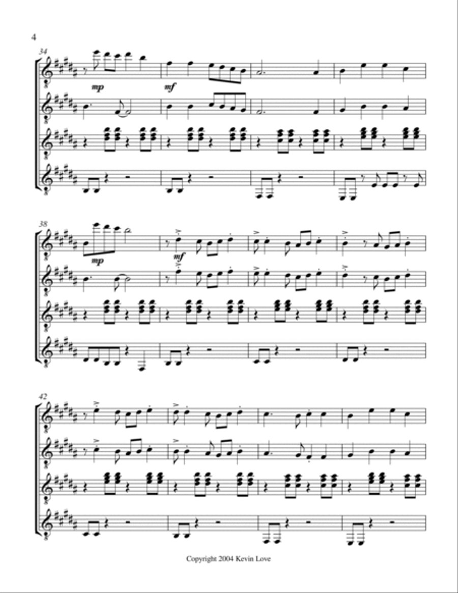 Ding Dong merrily on High (Guitar Quartet) - Score and Parts Ding Dong merrily on High (Guitar Quartet) - Score and Parts Guitar Ensemble scores gallery preview page 4