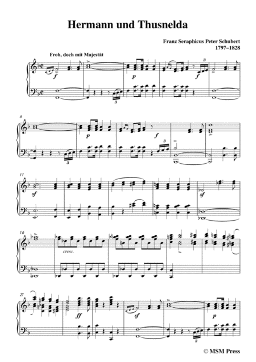 Schubert-Hermann und Thusnelda,in F Major,for Voice&Piano Voice scores gallery preview page 3