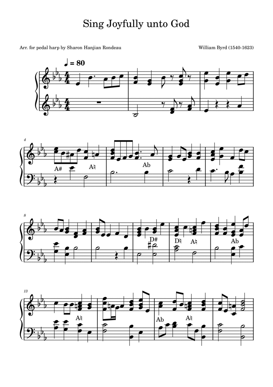 Sing Joyfully unto God Pedal Harp scores gallery preview page 1
