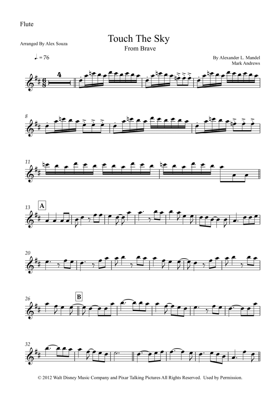 Touch The Sky Touch The Sky Flute Solo scores gallery preview page 1