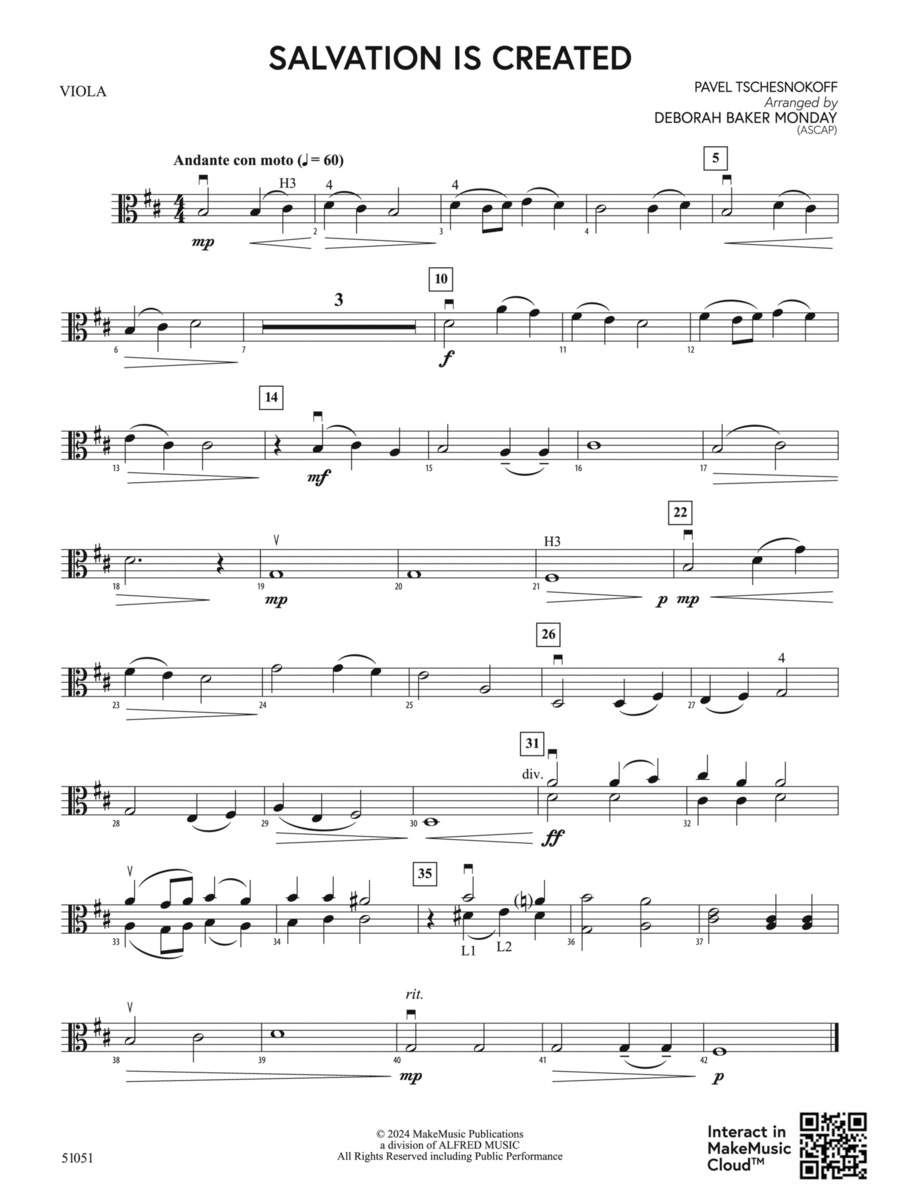 Salvation is Created: Viola String Orchestra scores gallery preview page 1