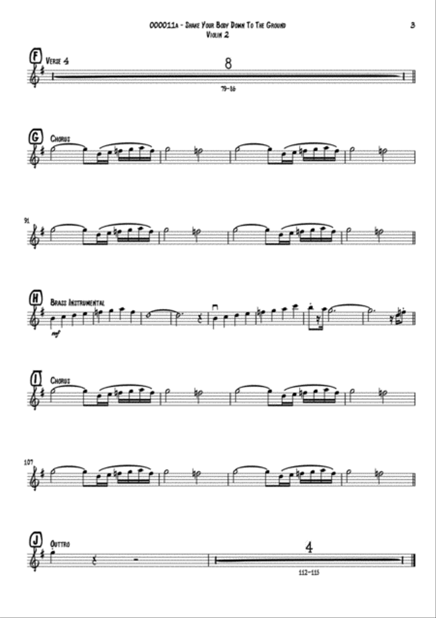 Shake Your Body Down To The Ground String Quartet scores gallery preview page 6