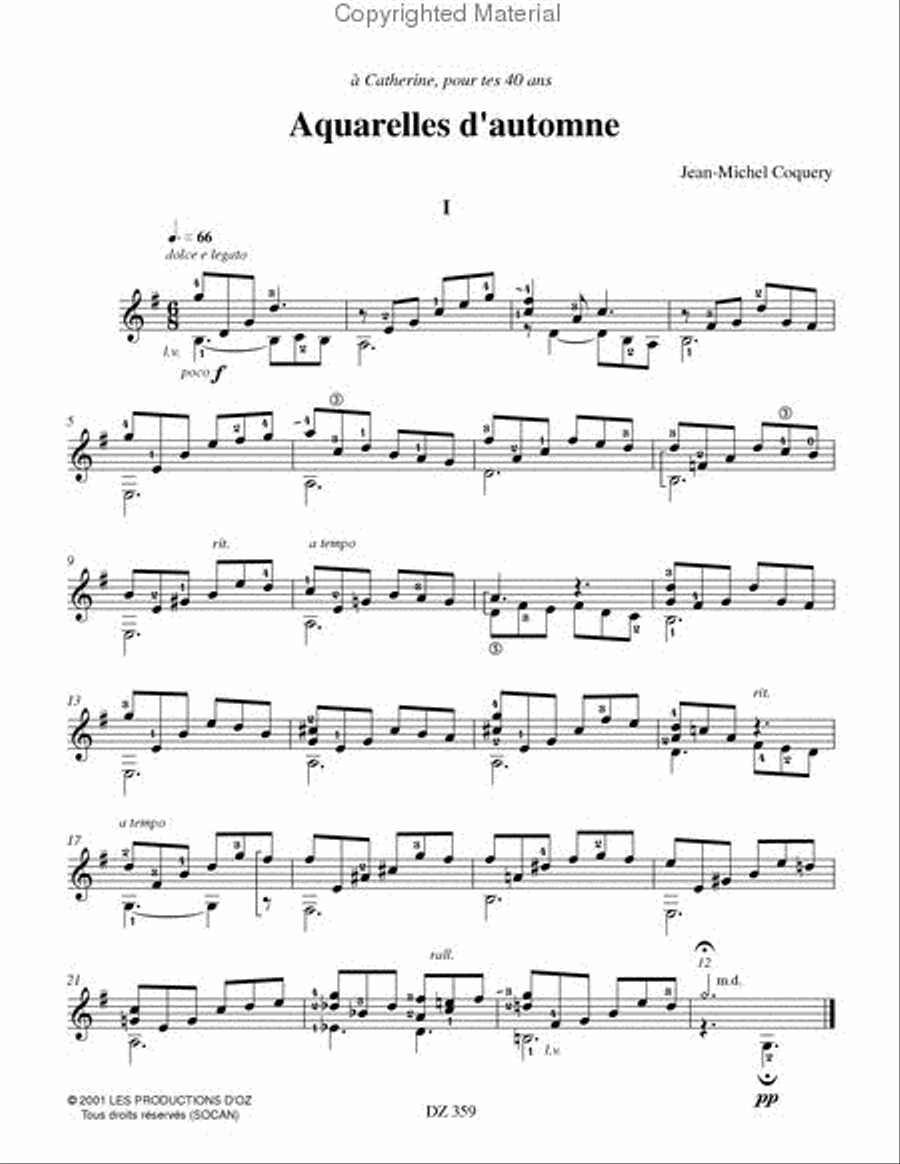 Aquarelles d'automne Classical Guitar scores gallery preview page 2