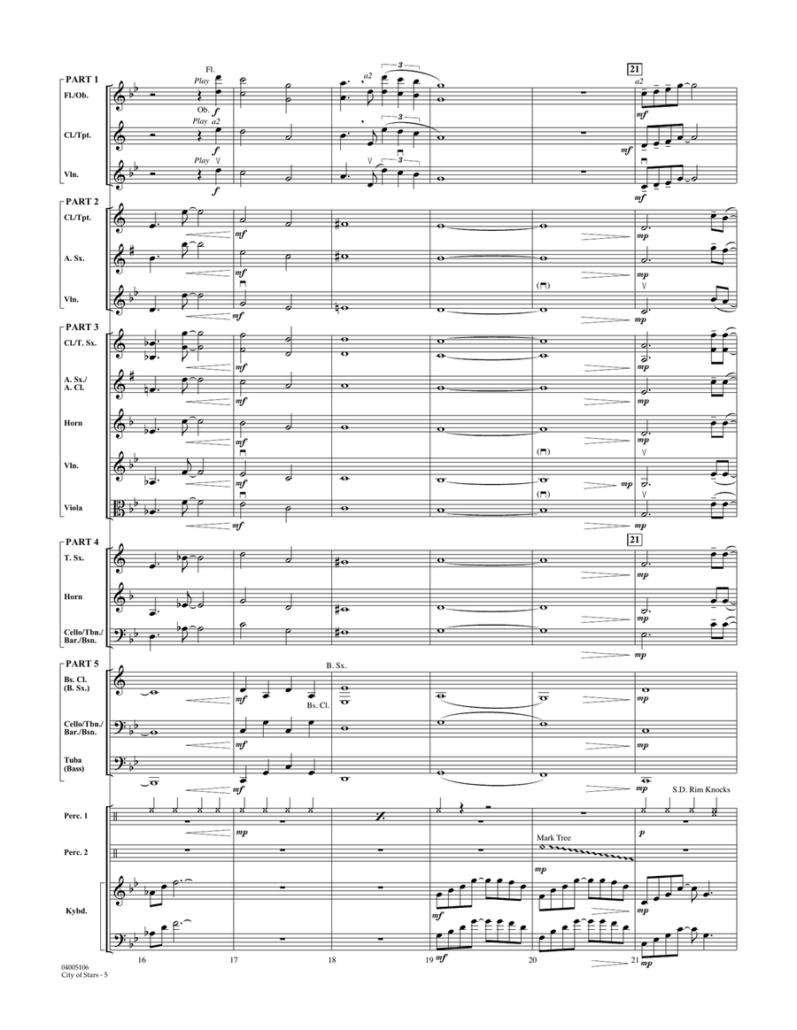 City of Stars (from La La Land) - Conductor Score (Full Score) Concert Band scores gallery preview page 5