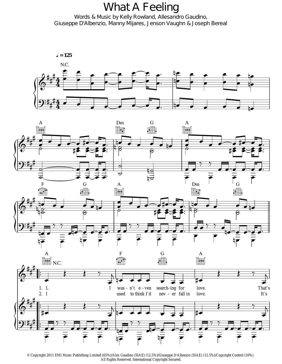 What A Feeling Acoustic Guitar scores gallery preview page 1