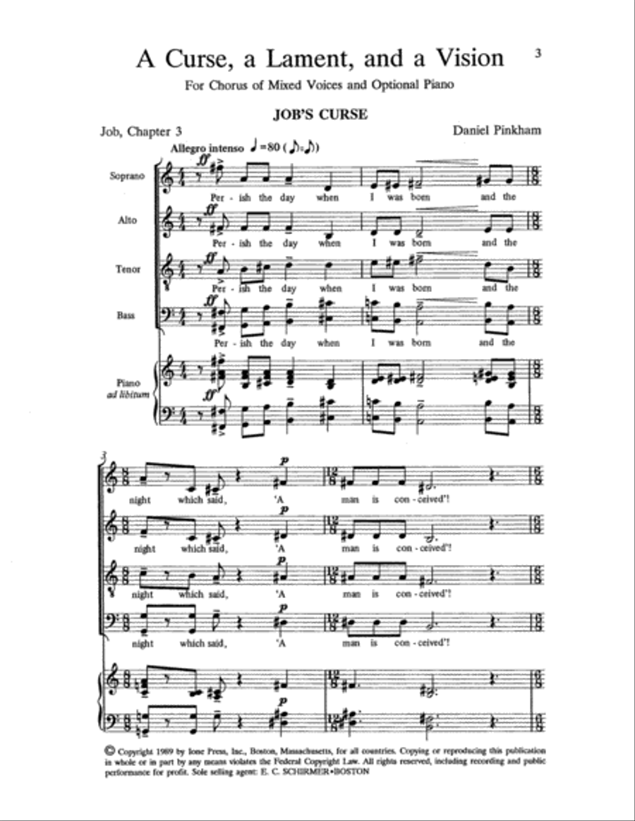 A Curse, a Lament, and a Vision: 1. Job's Curse 4-Part scores gallery preview page 2