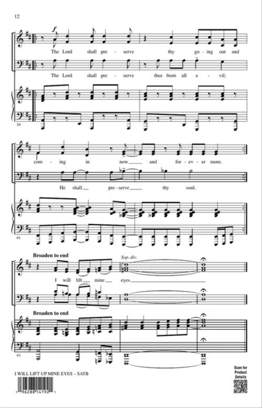 I Will Lift Up Mine Eyes 4-Part scores gallery preview page 6