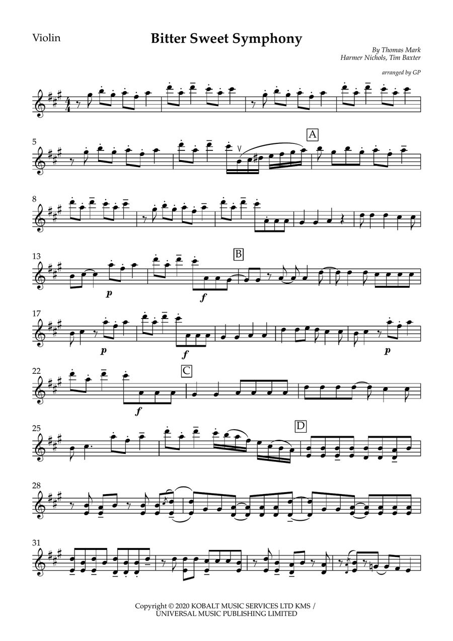 Bittersweet Symphony String Duet scores gallery preview page 2