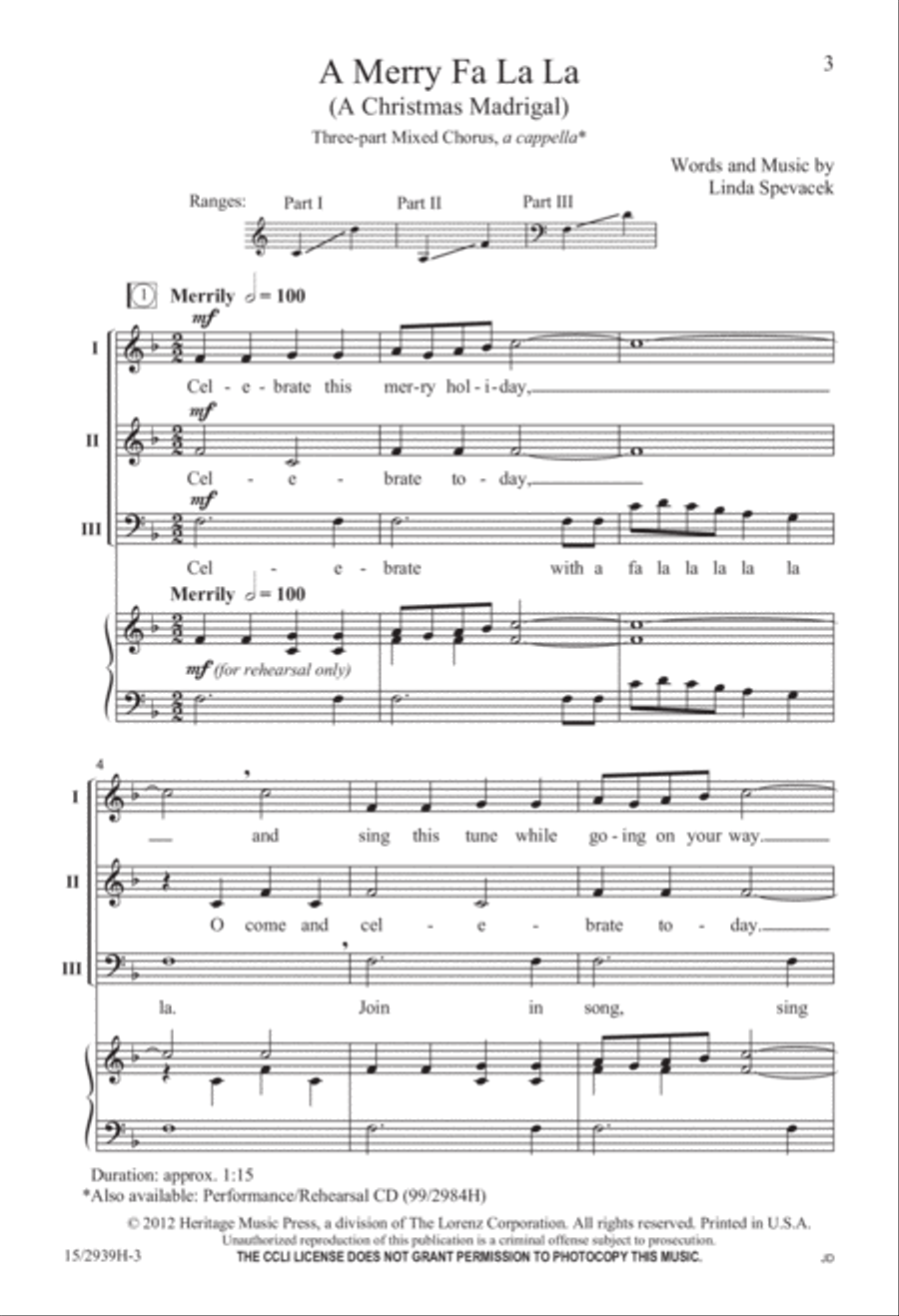 A Merry Fa La La 3-Part scores gallery preview page 4
