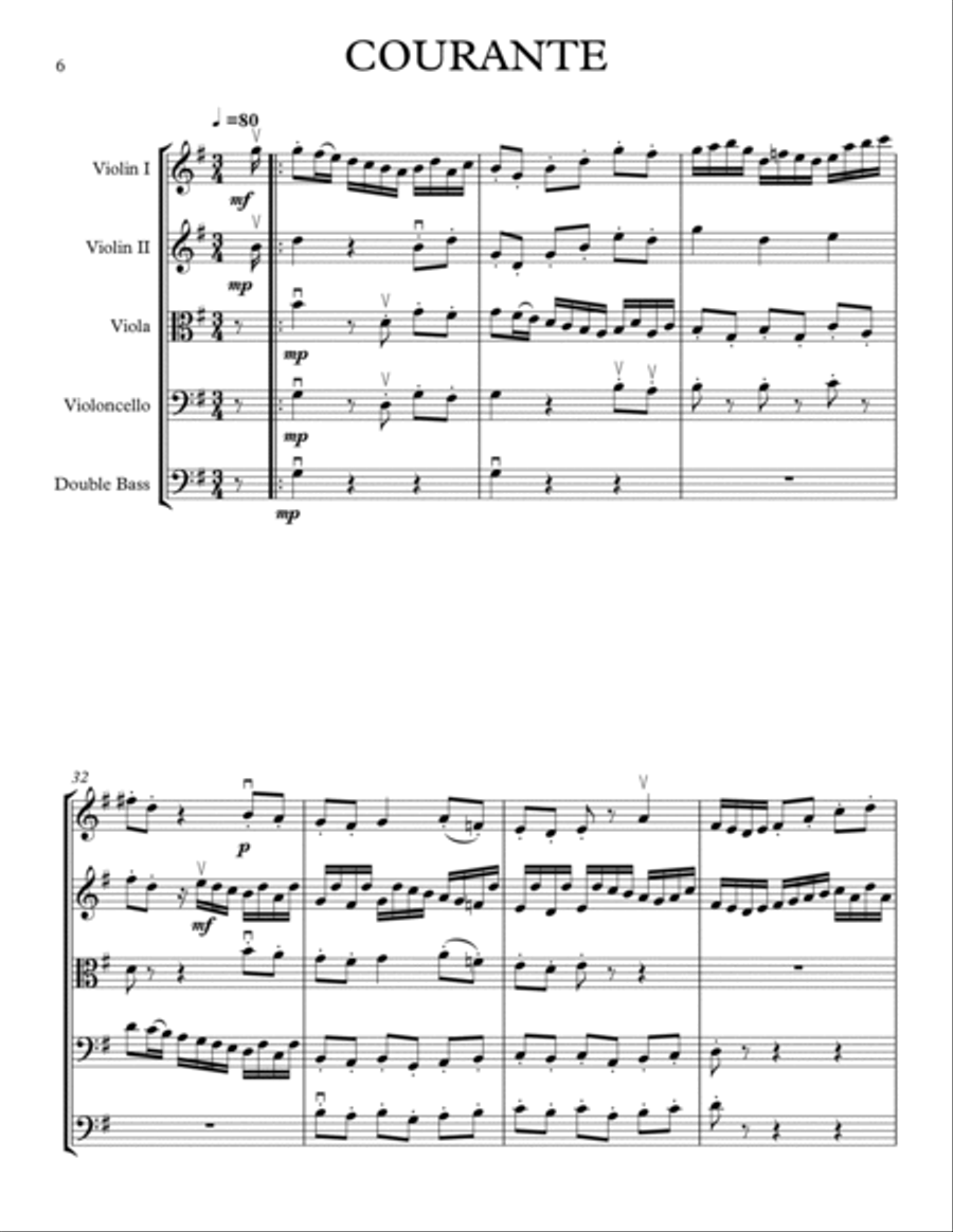 SUITE NO. 5 BY BACH ARRANGED FOR STRING ORCHESTRA Chamber Music scores gallery preview page 6