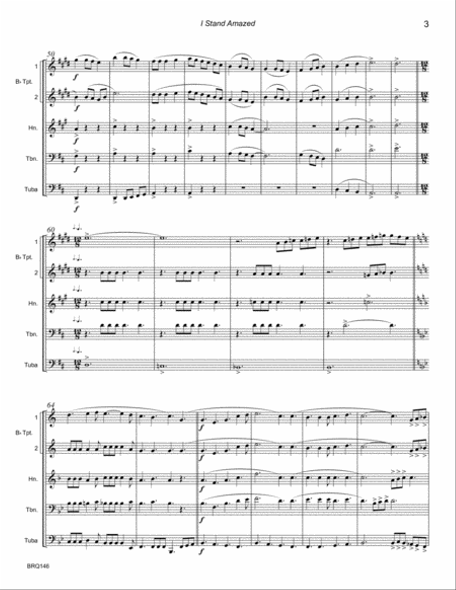 I STAND AMAZED for BRASS QUINTET (unaccompanied) Brass Quintet scores gallery preview page 3