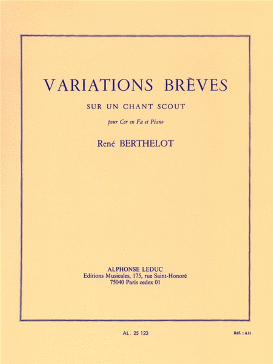 Book cover for Variations Breves Sur Un Chant Scout (horn & Piano)