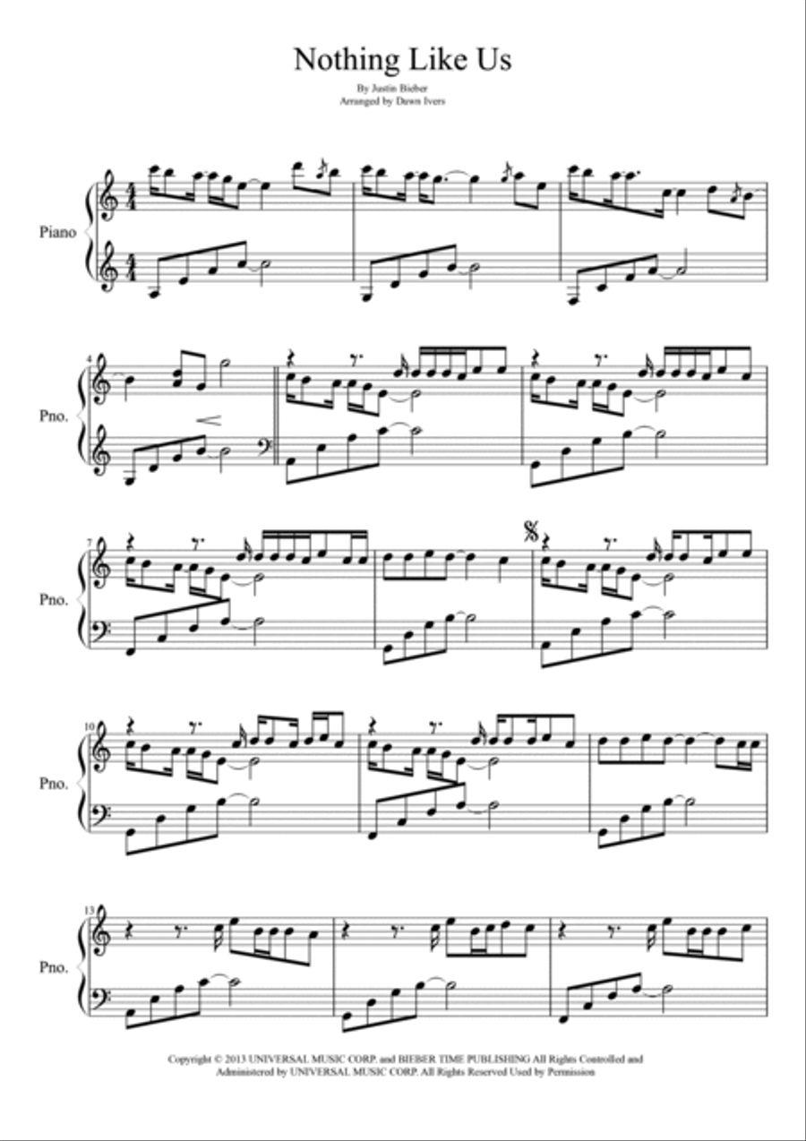 Nothing Like Us Nothing Like Us Piano Solo scores gallery preview page 2