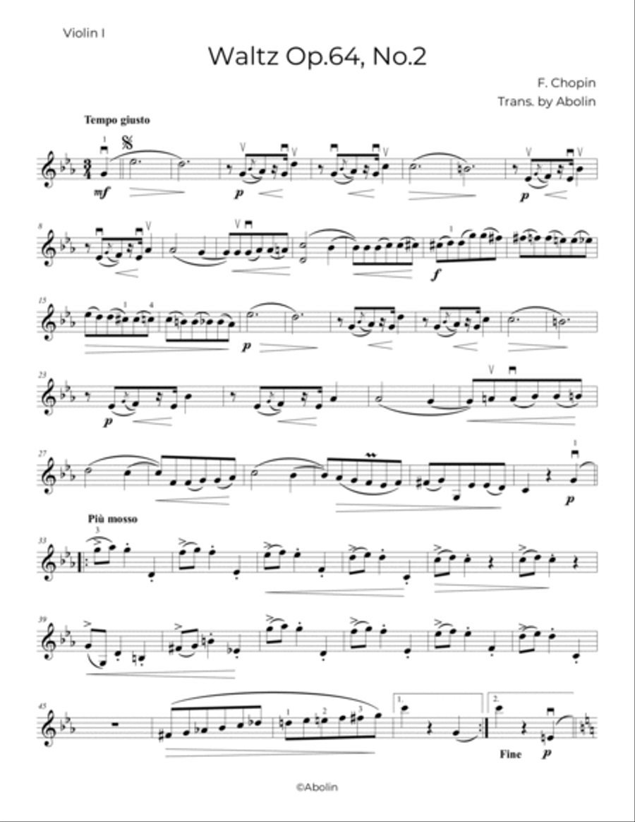 Chopin Waltz Collection for String Quartet String Quartet scores gallery preview page 6