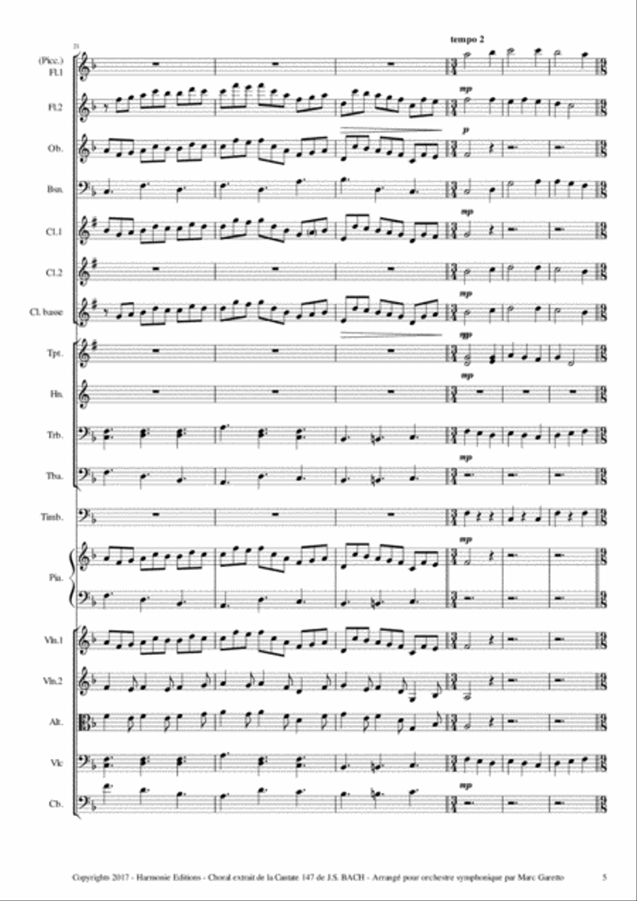 Cantate 147 - Jesu joy of man's desiring // Jesu bleibet, meine Freunde // FULL ORCHESTRA Full Orchestra scores gallery preview page 6