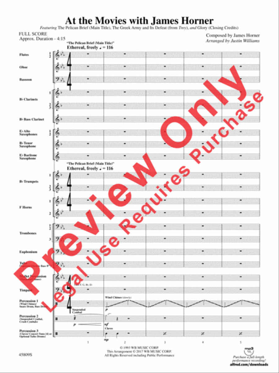 At the Movies with James Horner Concert Band scores gallery preview page 4