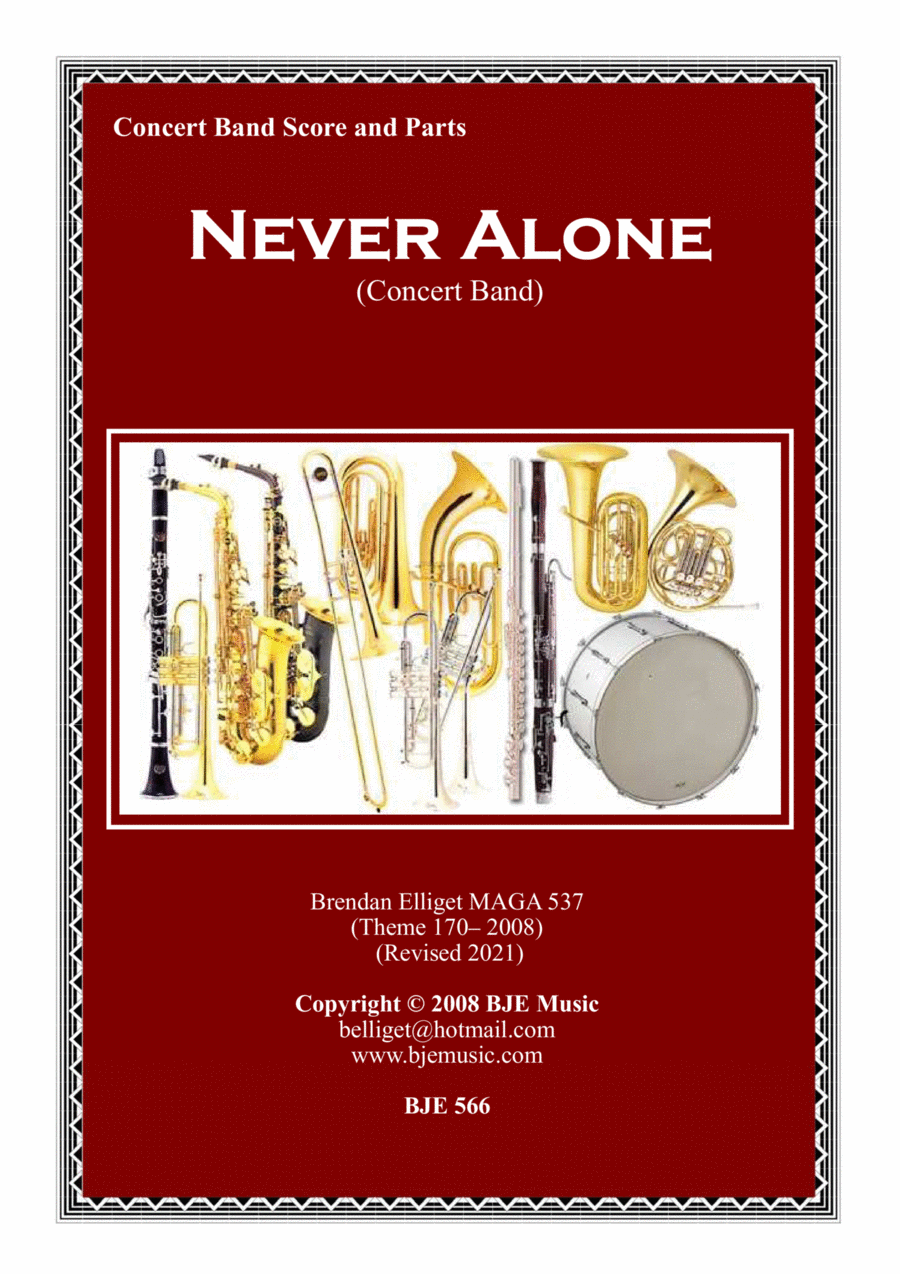 Never Alone - Concert Band Score and Parts PDF Concert Band scores gallery preview page 1