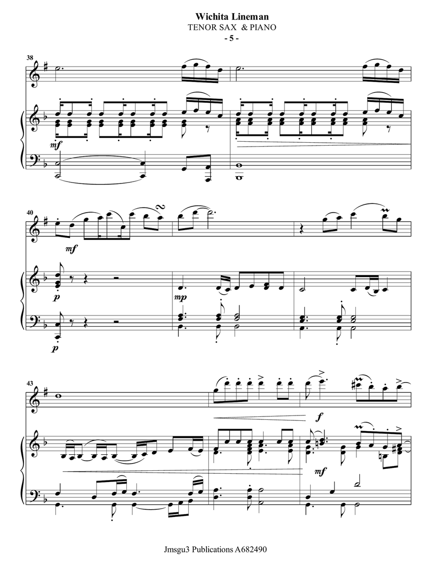 Wichita Lineman Tenor Saxophone scores gallery preview page 5