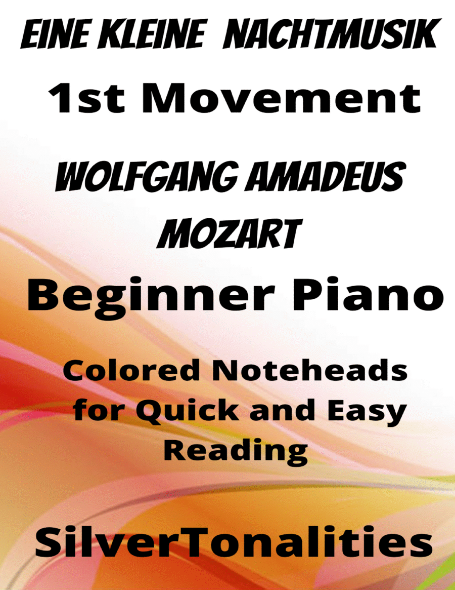 Eine Kleine Nachtmusik 1st Movement Beginner Piano Sheet Music with Colored Notation