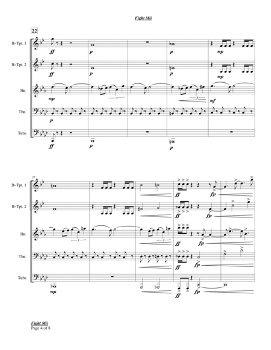 Fight Mii for Brass Quintet Brass Quintet scores gallery preview page 6