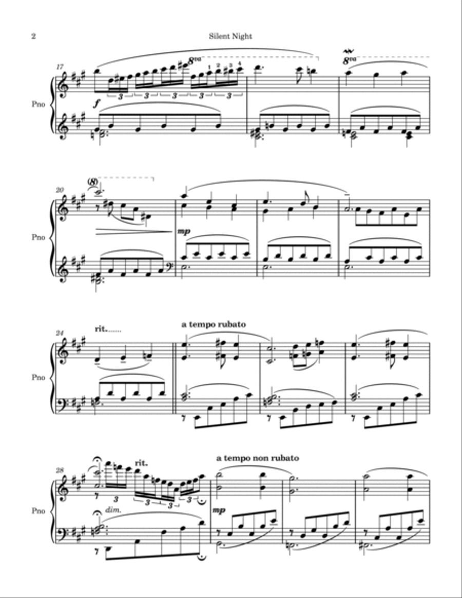 Silent Night Silent Night Piano Solo scores gallery preview page 2