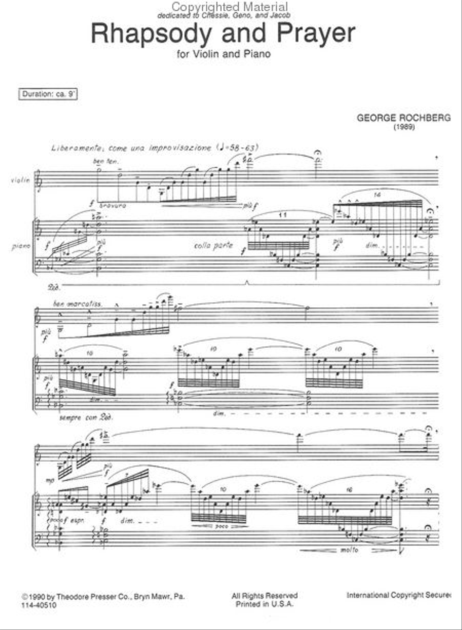 Rhapsody And Prayer Chamber Music scores gallery preview page 2