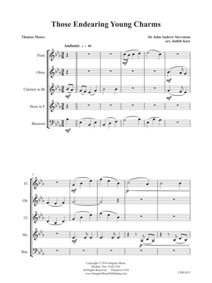 Those Endearing Young Charms Woodwind Quintet scores gallery preview page 2