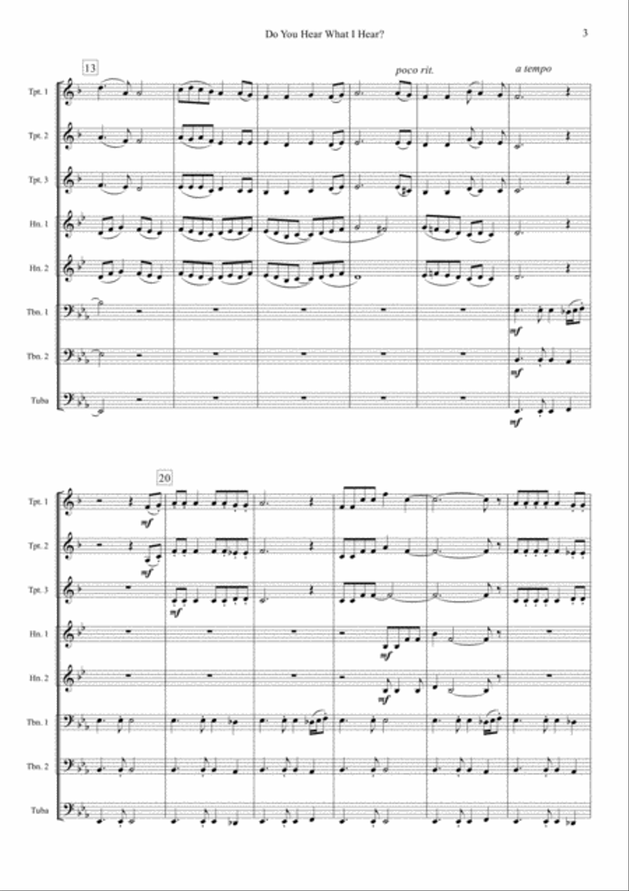 Do You Hear What I Hear Brass Ensemble scores gallery preview page 3