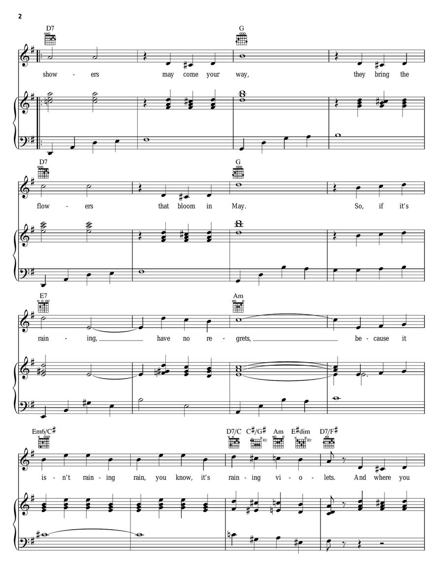 April Showers Piano, Vocal, Guitar scores gallery preview page 2