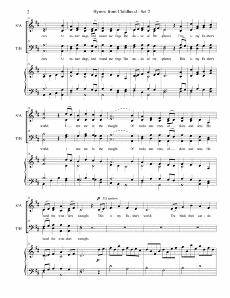 Hymns from Childhood - Set 2 (SATB) 4-Part scores gallery preview page 2