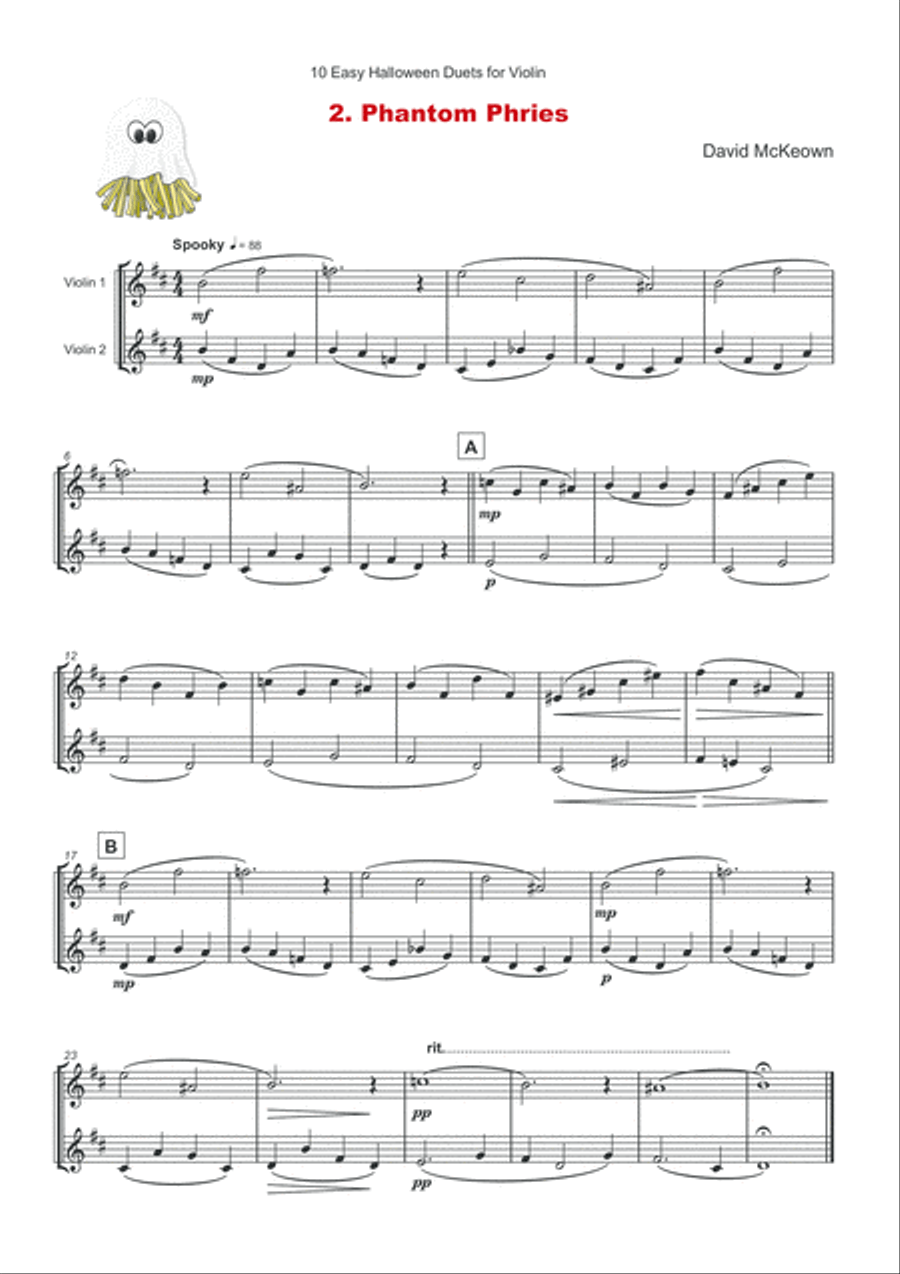 10 Easy Halloween Duets for Violin String Duet scores gallery preview page 5