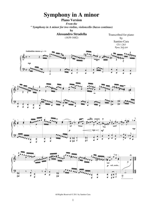 Book cover for Stradella A - Symphony in A minor - Piano version