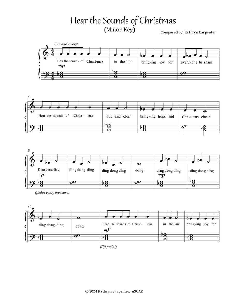 Hear the Sounds of Christmas (Easy Piano, Minor Key) Easy Piano scores gallery preview page 1